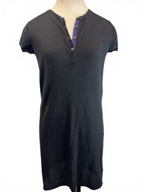 Petite Bateau Knit Cotton Linen Blend Dress Deep Navy Girls Small 14